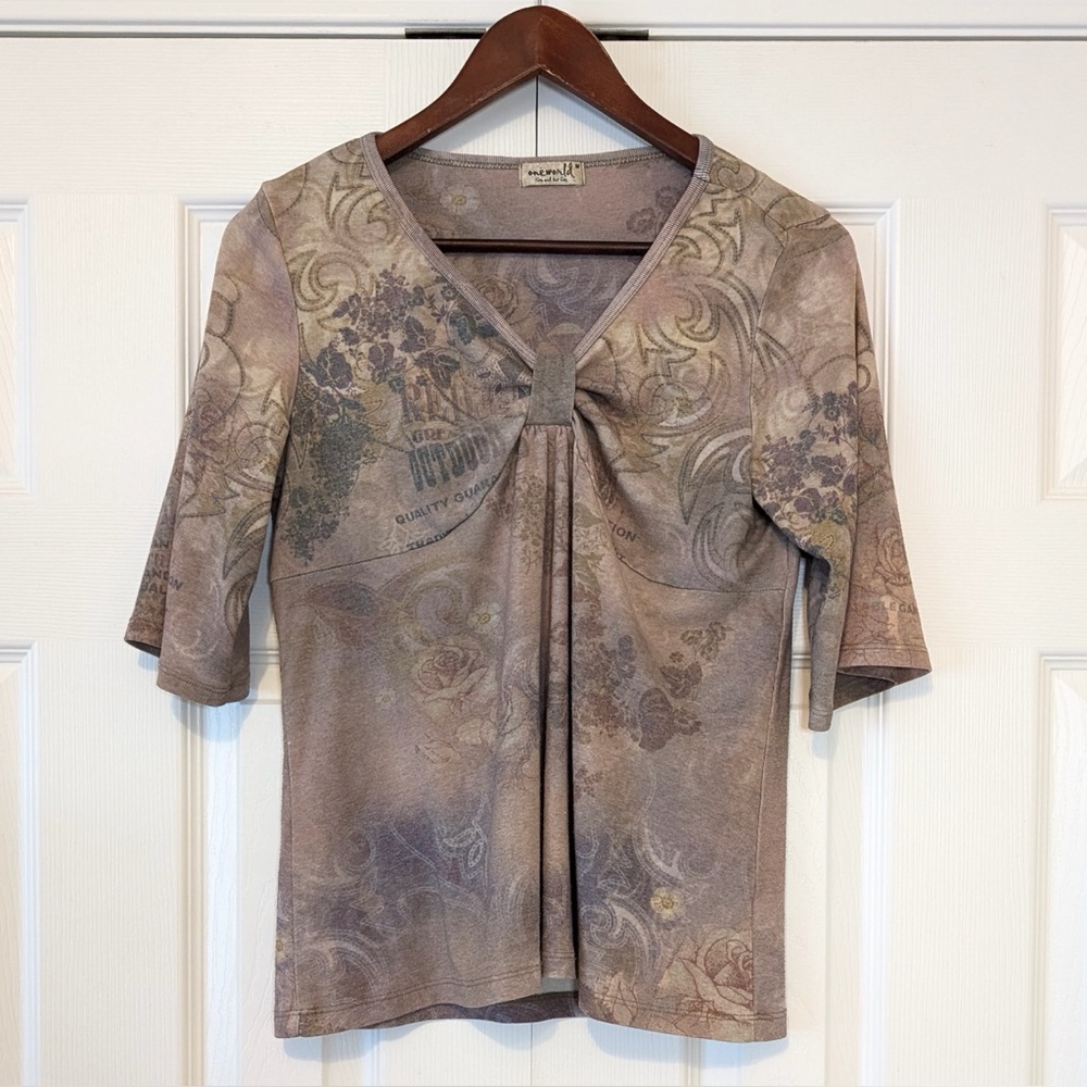 Real Y2K Vintage Euro Summer Print Bohemian Floral Longsleeve Tee One World